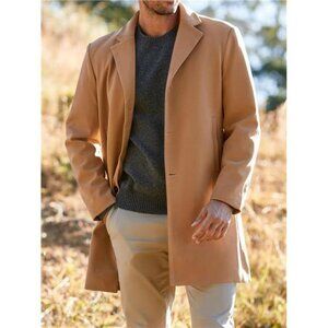 Mens Trench Coat Warm Soft Camel Brown